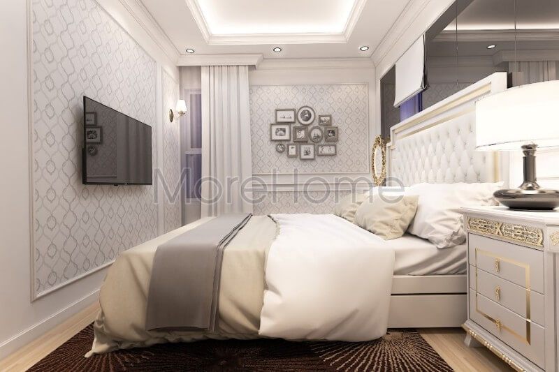 Thiết kế nội thất phòng ngủ chung cư ấn tượng với phong cách tân cổ điển
